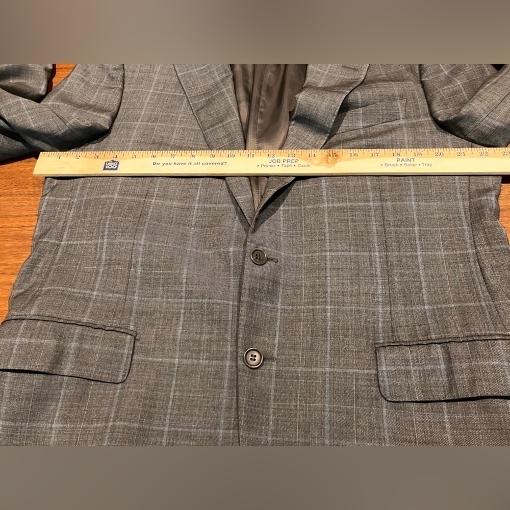 Trussini Linea Nuova 44L Gray Plaid Sports Coat Blazer 100% Lana Wool Italian - Picture 11 of 13